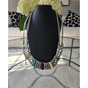 Bansri Silver and Turquoise Statement Necklace NWT